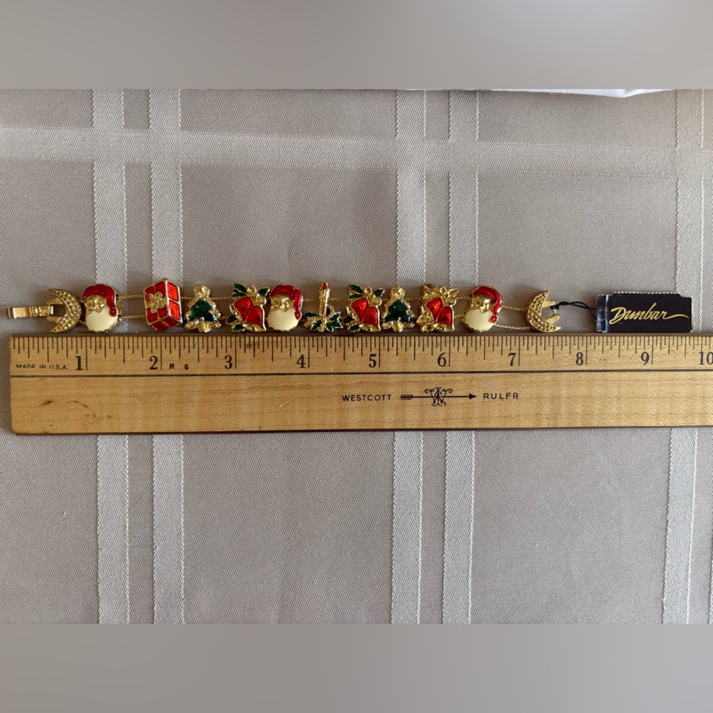 NWT Dunbar Slider Bracelet Christmas Charm Bracelet Vintage 1980s 80s Retro - Picture 11 of 15
